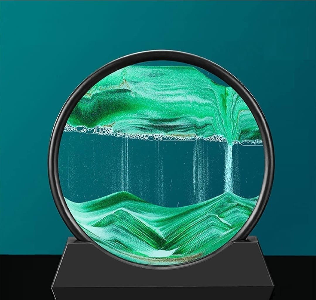 3D Moving Sand Mountain Lamp With Stand - Sandscape Painting - Moving Sand Art - Showpiece - Home Decoration ( Random Color)