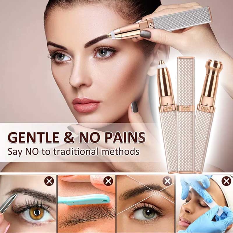 2-in-1 Flawless Hair Remover & Eyebrow Trimmer – Painless & Rechargeable (Plastic Body)