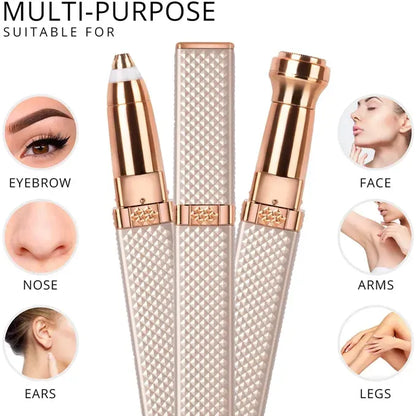 2-in-1 Flawless Hair Remover & Eyebrow Trimmer – Painless & Rechargeable (Plastic Body)