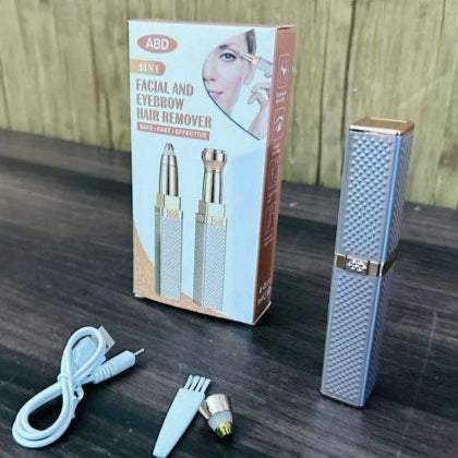 2-in-1 Flawless Hair Remover & Eyebrow Trimmer – Painless & Rechargeable (Plastic Body)