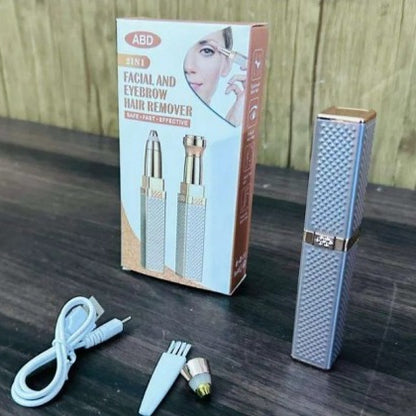 2-in-1 Flawless Hair Remover & Eyebrow Trimmer – Painless & Rechargeable (Plastic Body)