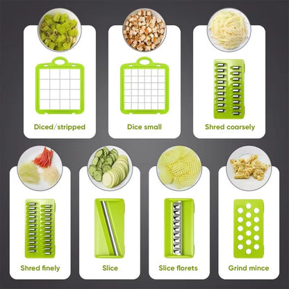 Vegetable Chopper 16 Pcs Set -Onion Chopper, Food Slicer, Multi-Function Kitchen Tool